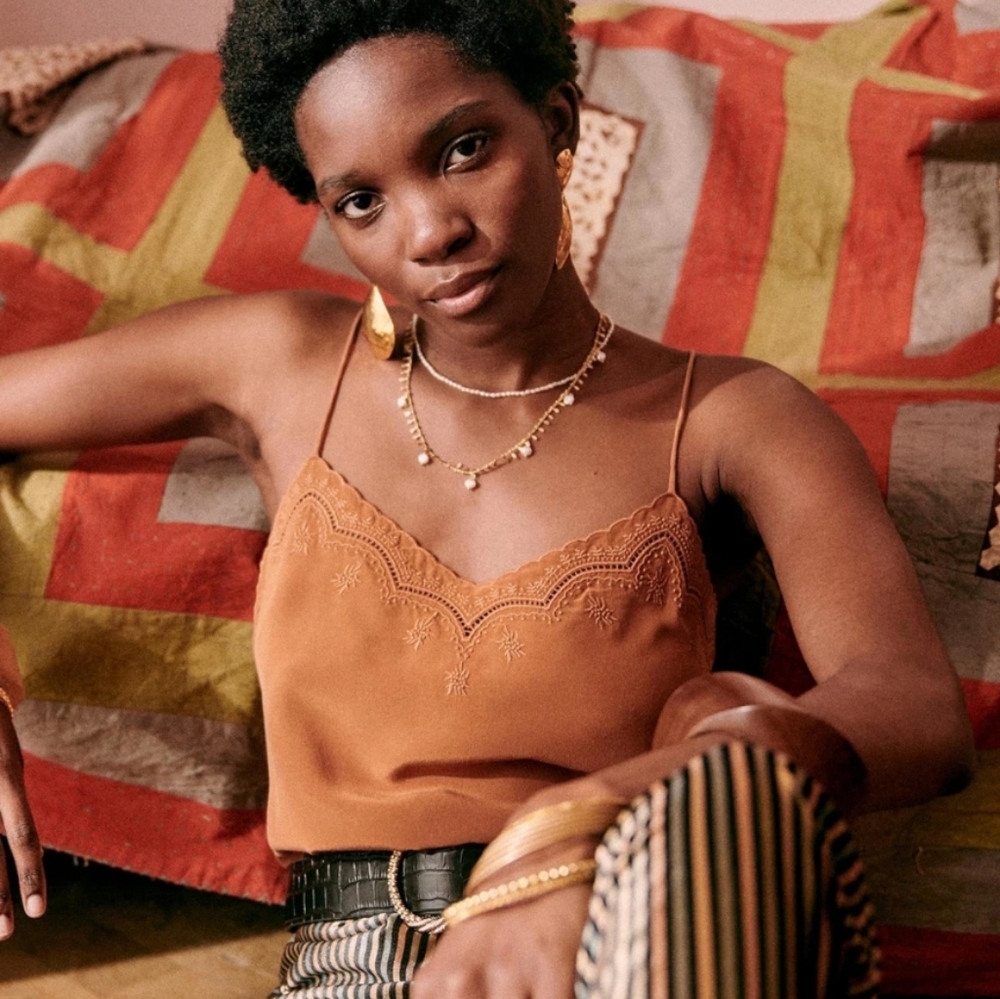 Sezane Palma Top (Coffee, 36FR/4US)